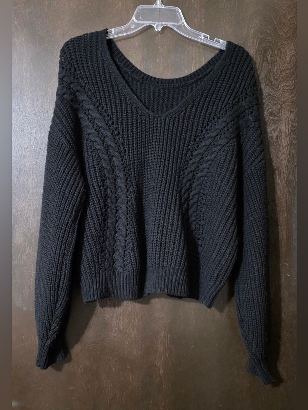 💢4For$20 NOBO Black Cable Knit V-Neck Sweater Cropped Junior Size 3x XXXL (21)